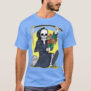 Death Holding a Flower Bouquet by Tobe Fonseca T-Shirt