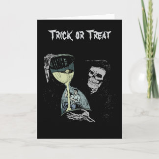 Death Hourglass Reaper Trick or Treat Halloween Card