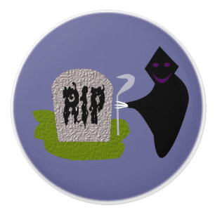 Death in the Cemetery Halloween Ceramic Knob