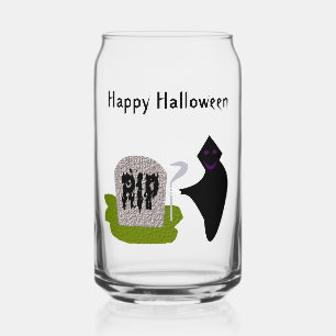Death in the Cemetery Halloween Custom Can Glass