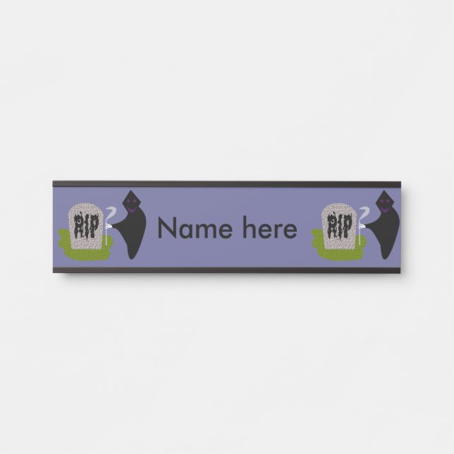 Death in the Cemetery Halloween Custom Hanging Door Sign (Front)
