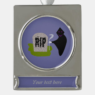 Death in the Cemetery Halloween CustomOrnament Silver Plated Banner Ornament