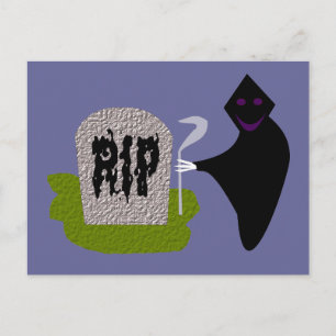 Death in the Cemetery Halloween Postcard