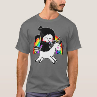 Death Is Magic Unicorn Grim Reaper Rainbow T-Shirt