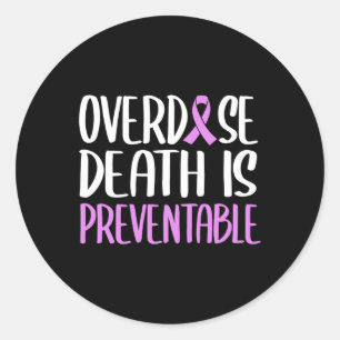 Death Is Preventable Purple Ribbon Awareness Classic Round Sticker