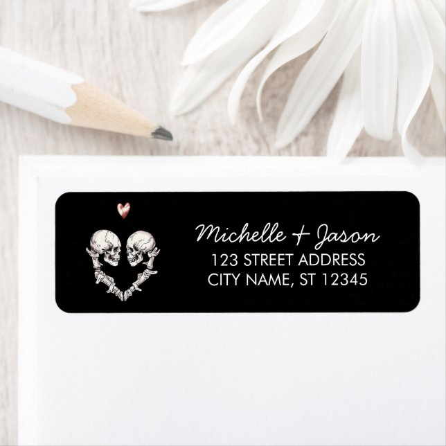 Death Lovers Skeleton Wedding Return Address (Insitu)