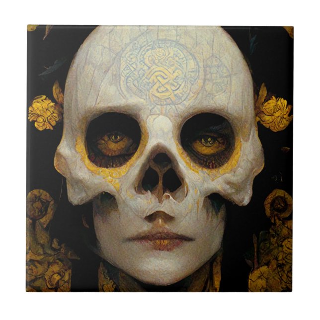 Death Mask Fantasy Sci-Fi Art Tile (Front)