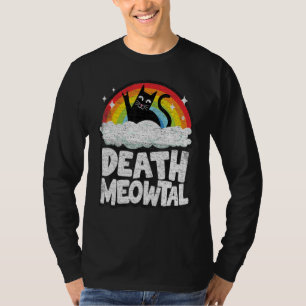 Death Meowtal Cat Rainbow Retro Kids Goth Death Me T-Shirt