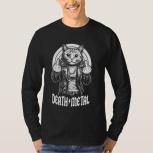 Death Metal Cat Funny Rude Kitten Middle Finger He T-Shirt