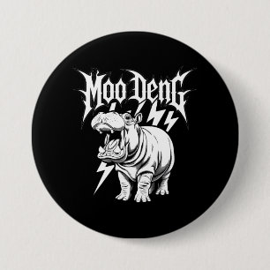 Death Metal Cute Baby Hippo Moo Deng Hippopotamus 7.5 Cm Round Badge