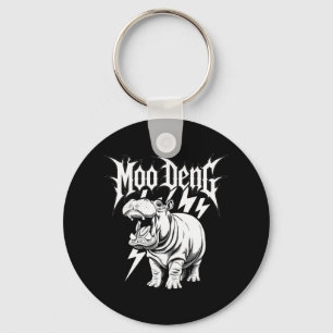 Death Metal Cute Baby Hippo Moo Deng Hippopotamus Key Ring