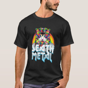 Death Metal Cute Cat Kitten Rainbow Upside Down Cr T-Shirt