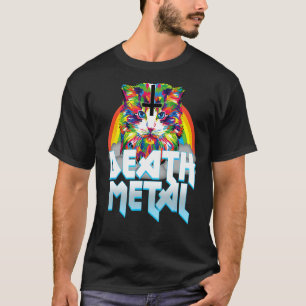 Death Metal Cute Cat Kitten Rainbow Upside Down Cr T-Shirt