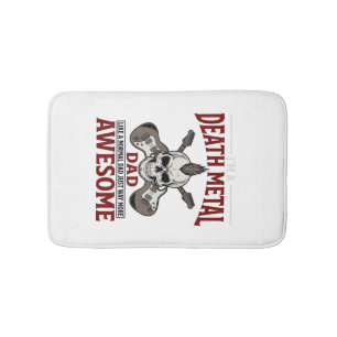 Death Metal Dad Skull Guitar Vintage Shirt Design_ Bath Mat