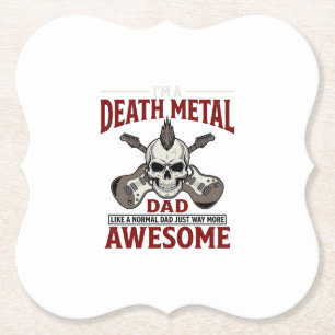 Death Metal Dad Skull Guitar Vintage Shirt Design_ Paper Coaster
