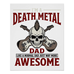 Death Metal Dad Skull Guitar Vintage Shirt Design_ Poster