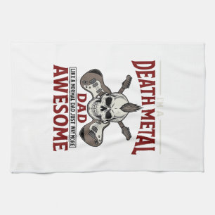 Death Metal Dad Skull Guitar Vintage Shirt Design_ Tea Towel