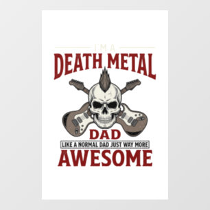 Death Metal Dad Skull Guitar Vintage Shirt Design_ Window Cling