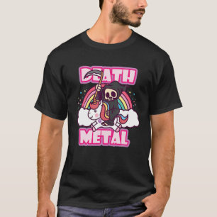 Death Metal Grim Reaper Riding A Unicorn Metal Mus T-Shirt