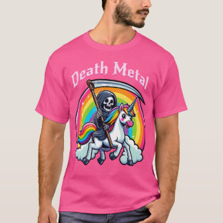 Death Metal Grim Reaper Riding A Unicorn T-Shirt