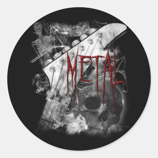 Death Metal Guitar Classic Round Sticker (Front)