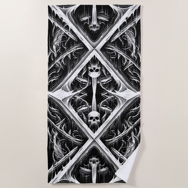 Death Metal Headbanger - Heavy Metal Metalheads Beach Towel (Front)