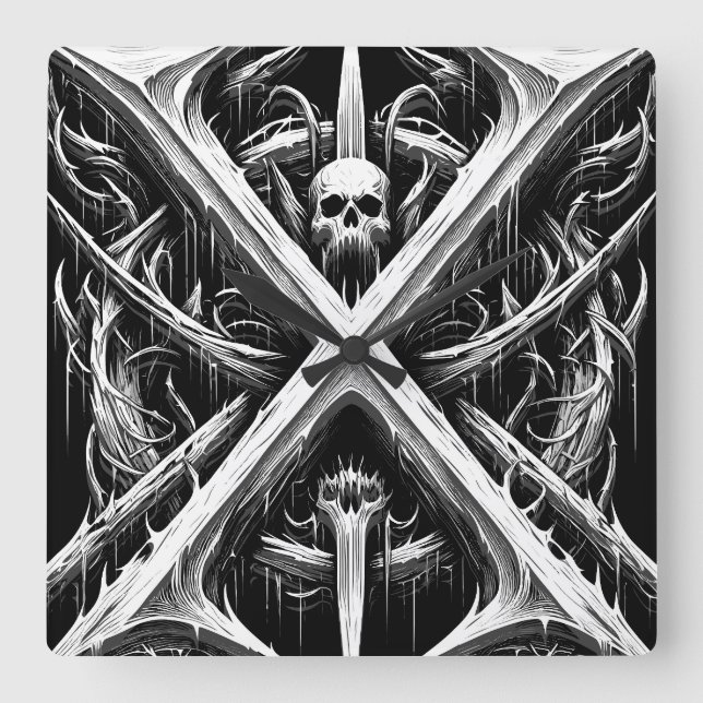 Death Metal Headbanger - Heavy Metal Metalheads Square Wall Clock (Front)