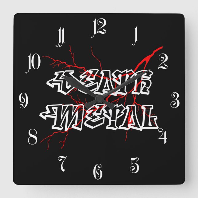 Death metal label square wall clock (Front)