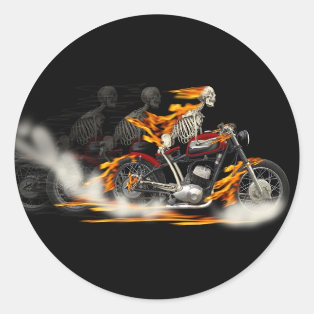 Death Metal Motorbike Riders Rubber burn Classic Round Sticker (Front)
