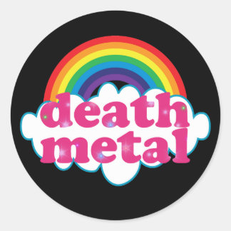 Death Metal rainbow design Classic Round Sticker