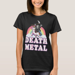 Death Metal Rainbow Funny Grim Reaper Unicorns Gif T-Shirt