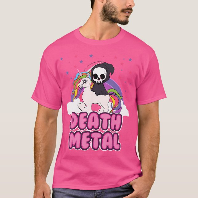 Death Metal - Unicorn Grim Reaper Rainbow Heavy Me T-Shirt (Front)