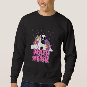 Death Metal Unicorn Grim Reaper Rainbow Heavy Met Sweatshirt