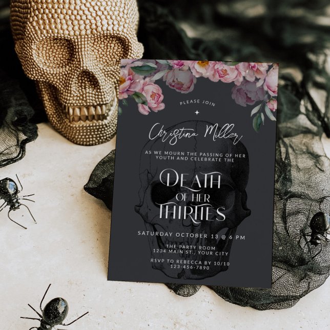 Death Of Her Thirties 40th Birthday Invitation (RIP Thirties 40th Birthday Invite)
