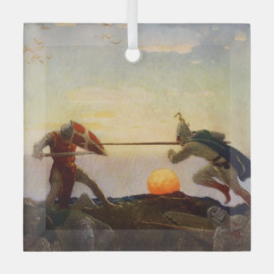 “Death of King Arthur and Sir Mordred” by NC Wyeth Glass Tree Decoration