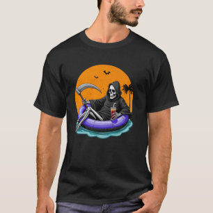 Death On Vacation Funny Halloween Skeleton On A Po T-Shirt