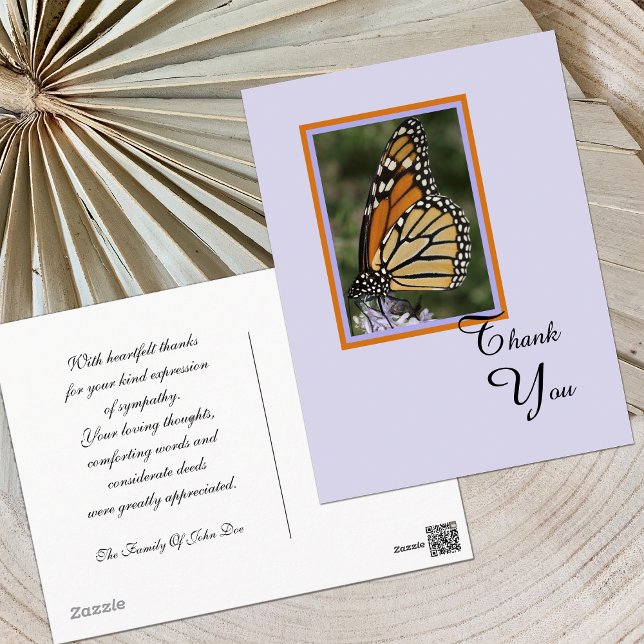 Death or Sympathy Thank You Postcard -- Butterfly (Creator Uploaded)