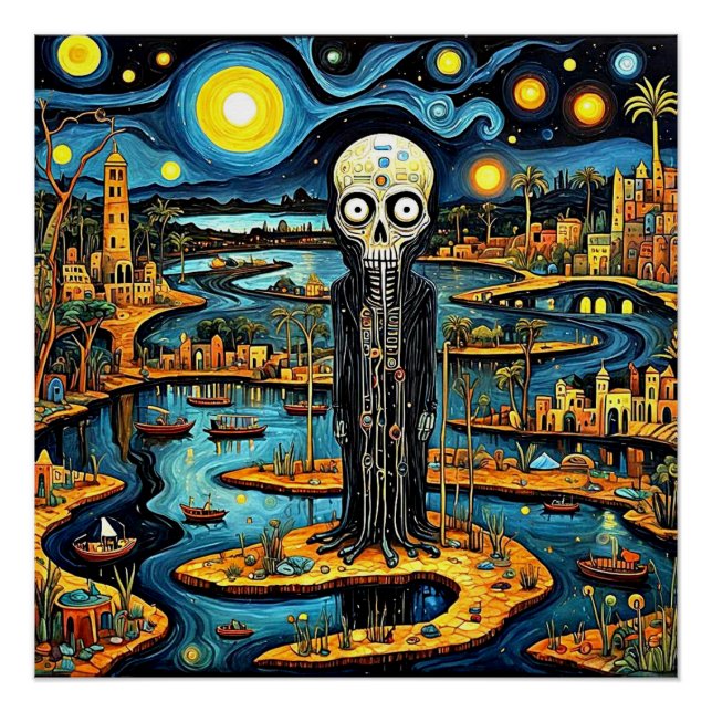 Death overlooking the landscape poster (Front)