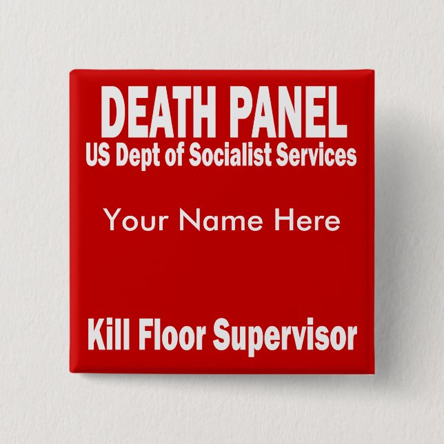 Death Panel - Kill Floor Supervisor 15 Cm Square Badge (Front)
