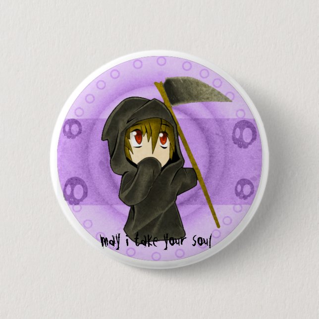 death purple 6 cm round badge (Front)