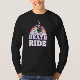 Death Ride Rainbow Grim Reaper Riding Unicorn Hall T-Shirt