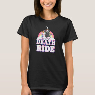 Death Ride Rainbow Grim Reaper Riding Unicorn Hall T-Shirt