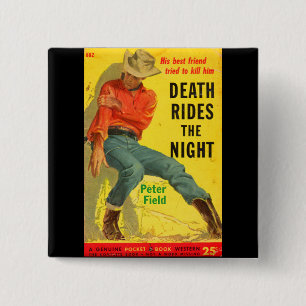 Death Rides the Night western book cover 15 Cm Square Badge