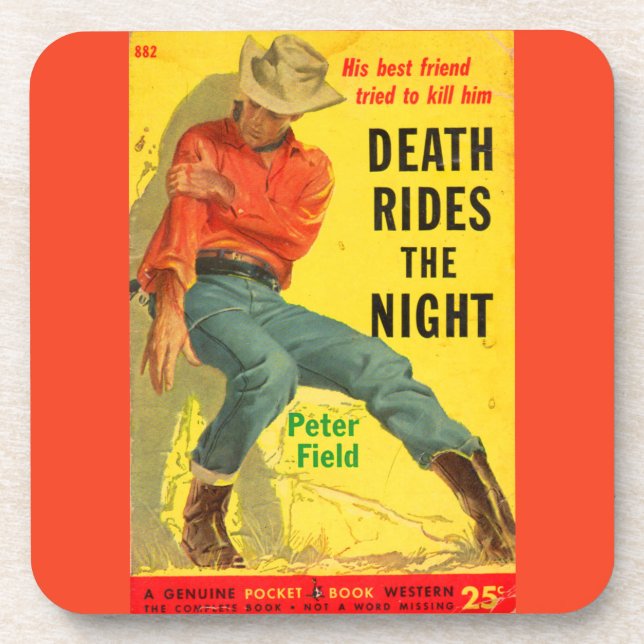Death Rides the Night western book cover Coaster (Front)