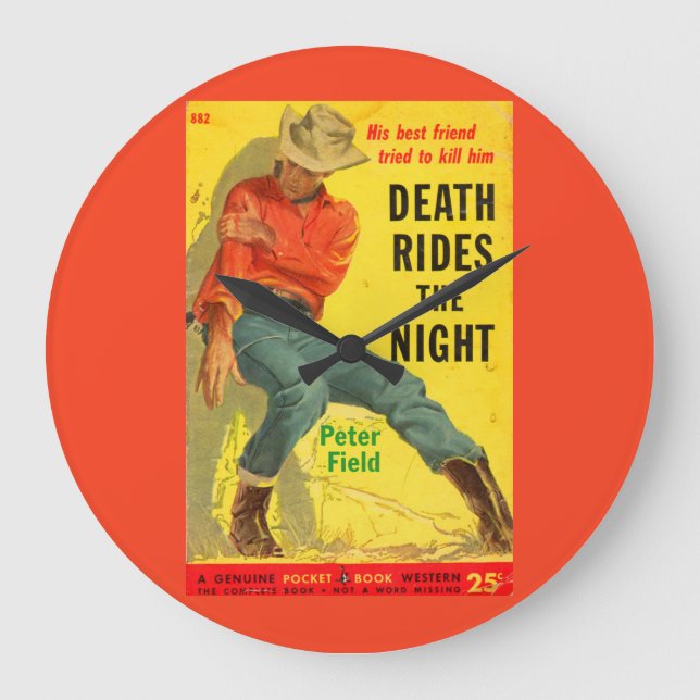 Death Rides the Night western book cover Large Clock (Front)