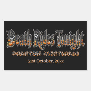 Death Rides Tonight Orange Pumpkins Bat Spooky Art Rectangular Sticker