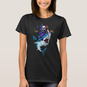 Death Riding Shark Halloween Kids Boys Girls T-Shirt