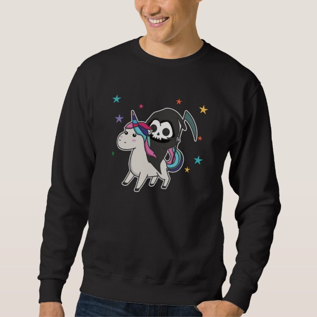 Death Riding Unicorn Funny Unicorns Rainbow Sweatshirt (Front)