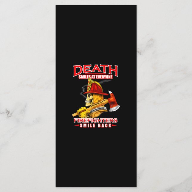 Death Smiles At Everyone Firefighter Firemans Menu (Front)