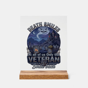 Death Smiles Veteran Halloween Ghost Graveyard Hau Acrylic Sign